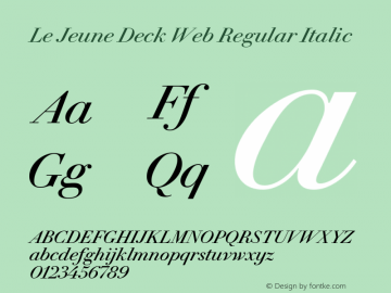 Le Jeune Deck Web Regular Italic Version 1.1 2016 Font Sample