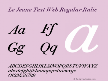 Le Jeune Text Web Regular Italic Version 1.1 2016 Font Sample