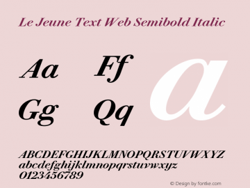 Le Jeune Text Web Semibold Italic Version 1.1 2016 Font Sample