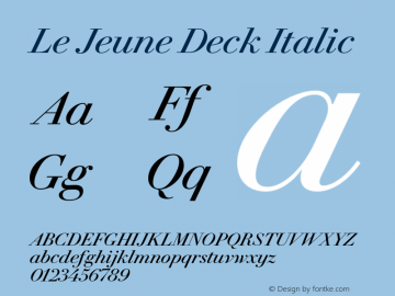 Le Jeune Deck Italic Version 1.1 2016 Font Sample