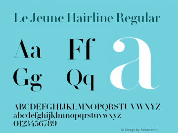 Le Jeune Hairline Regular Version 1.1 2016 Font Sample