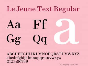 Le Jeune Text Regular Version 1.1 2016 Font Sample