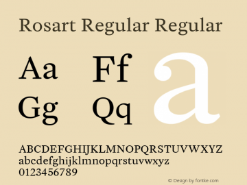 Rosart Regular Regular Version 1.001; ttfautohint (v1.4.1)图片样张