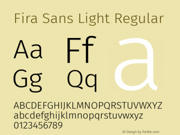 Fira Sans Light Regular Version 4.106 Font Sample