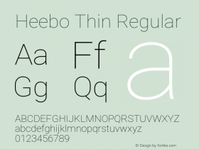 Heebo Thin Regular Version 2.002 Font Sample