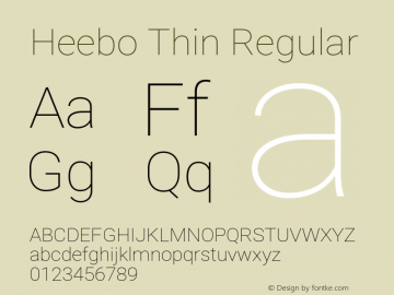 Heebo Thin Regular Version 2.002;PS 002.002;hotconv 1.0.88;makeotf.lib2.5.64775 Font Sample