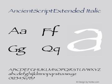 AncientScriptExtended Italic Rev. 003.000 Font Sample