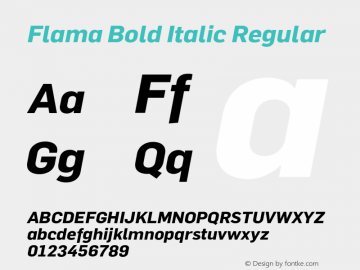 Flama Bold Italic Regular Version 3.000 Font Sample