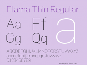 Flama Thin Regular Version 3.000 Font Sample