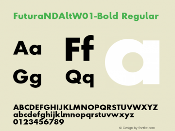 FuturaNDAltW01-Bold Regular Version 2.00 Font Sample