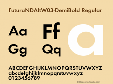 FuturaNDAltW03-DemiBold Regular Version 2.00 Font Sample