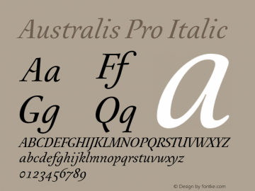 Australis Pro Italic Version 2.000 Font Sample