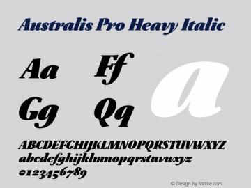 Australis Pro Heavy Italic Version 2.000 Font Sample