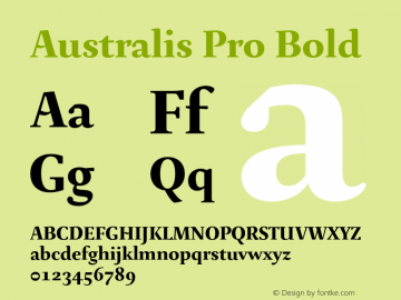 Australis Pro Bold Version 2.000 Font Sample