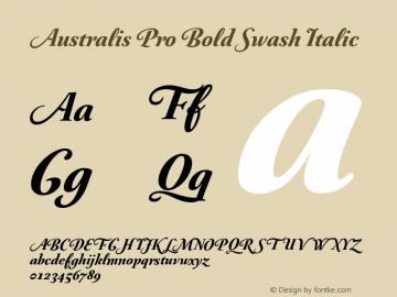 Australis Pro Bold Swash Italic Version 2.000图片样张