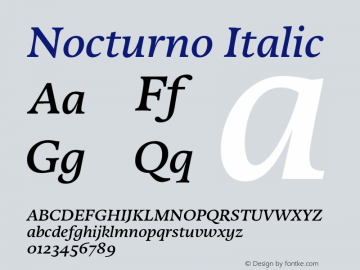 Nocturno Italic Version 1.000 Font Sample