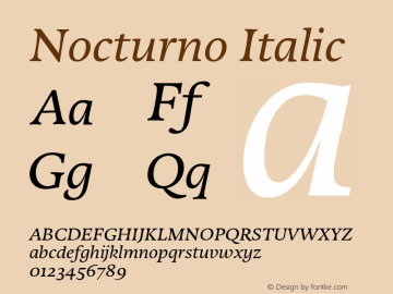 Nocturno Italic Version 1.000 Font Sample