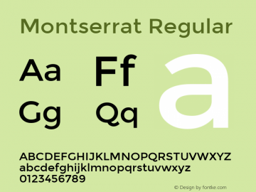 Montserrat Regular Version 2.001 Font Sample