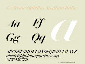 Le Jeune Hairline Medium Italic Version 1.1 2016 Font Sample
