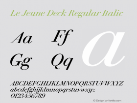 Le Jeune Deck Regular Italic Version 1.1 2016图片样张