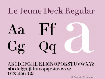 Le Jeune Deck Regular Version 1.1 2016 Font Sample