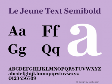 Le Jeune Text Semibold Version 1.1 2016 Font Sample