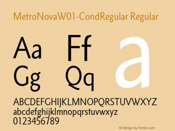 MetroNovaW01-CondRegular Regular Version 1.10 Font Sample
