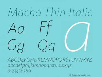 Macho Thin Italic Version 1.100图片样张