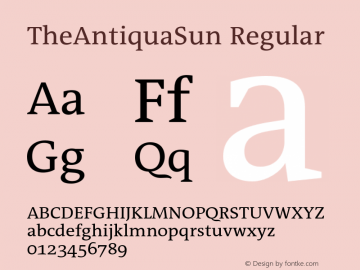 TheAntiquaSun Regular 001.001 Font Sample