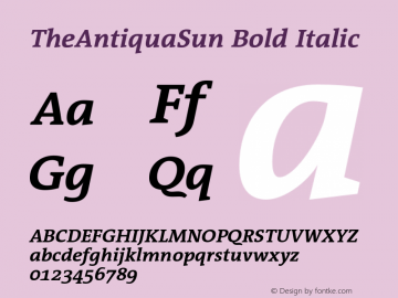 TheAntiquaSun Bold Italic 001.001 Font Sample