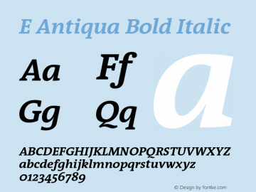 E Antiqua Bold Italic 001.012 Font Sample