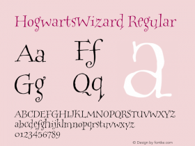 HogwartsWizard Regular Macromedia Fontographer 4.1.4 6/6/2000 Font Sample