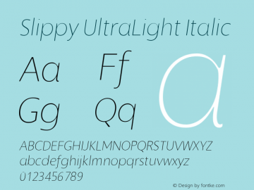 Slippy UltraLight Italic Version 001.000图片样张