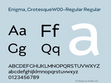 Enigma_GrotesqueW00-Regular Regular Version 1.00 Font Sample