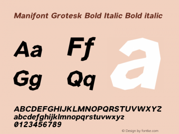 Manifont Grotesk Bold Italic Bold italic Version 002.001图片样张