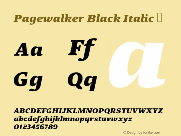 Pagewalker Black Italic ☞ Version 2.1;com.myfonts.kostic.pagewalker.black-italic.wfkit2.hzT8图片样张