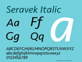 Seravek Italic 9.0d3e1 Font Sample