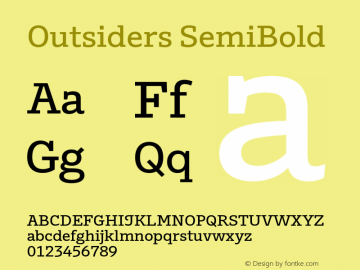 Outsiders SemiBold Version 1.002; ttfautohint (v0.96) -l 8 -r 50 -G 200 -x 14 -w 