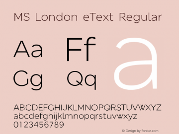 MS London eText Regular Version 1.000;PS 001.000;hotconv 1.0.88;makeotf.lib2.5.64775图片样张