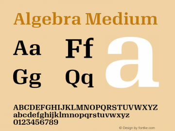 Algebra Medium Version 1.2; 2016 Font Sample