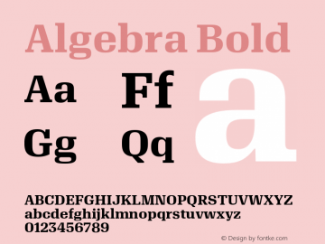 Algebra Bold Version 1.2; 2016 Font Sample