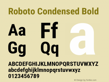 Roboto Condensed Bold Version 2.134; 2016 Font Sample