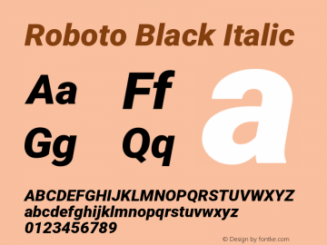 Roboto Black Italic Version 2.134; 2016图片样张