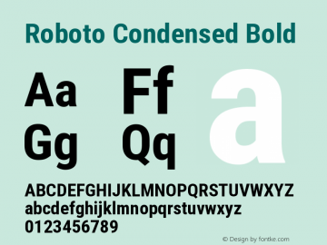 Roboto Condensed Bold Version 2.134 Font Sample