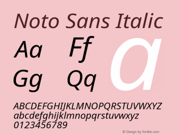 Noto Sans Italic Version 1.06 uh Font Sample