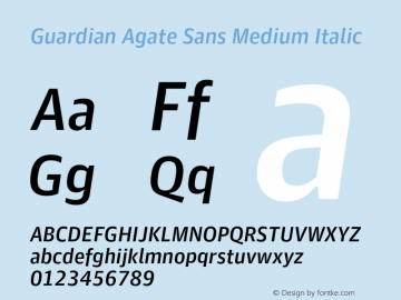 Guardian Agate Sans Medium Italic Version 1.200; 2011 Font Sample
