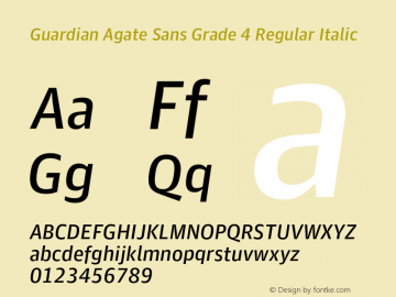 Guardian Agate Sans Grade 4 Regular Italic Version 1.200; 2011 Font Sample