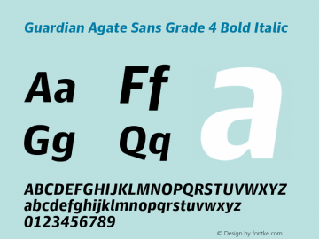 Guardian Agate Sans Grade 4 Bold Italic Version 1.200; 2011 Font Sample