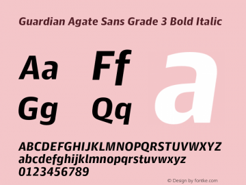 Guardian Agate Sans Grade 3 Bold Italic Version 1.200; 2011 Font Sample