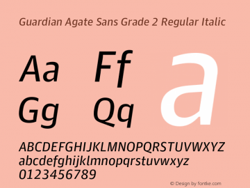 Guardian Agate Sans Grade 2 Regular Italic Version 1.200; 2011 Font Sample